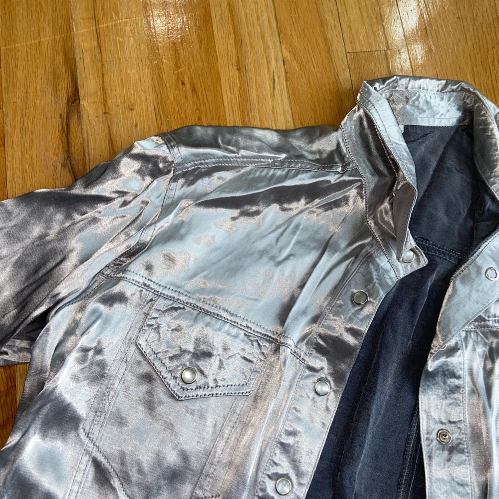 Metallic- looking button down top - Picture 3 of 4